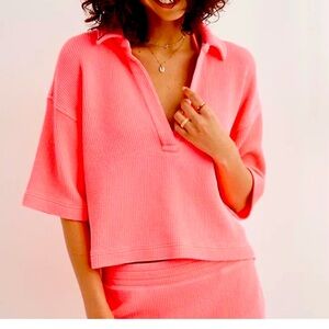 Aerie Short Sleeve Polo Sweatshirt